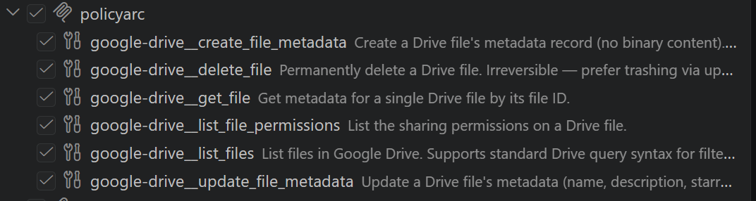 PolicyArc tools list