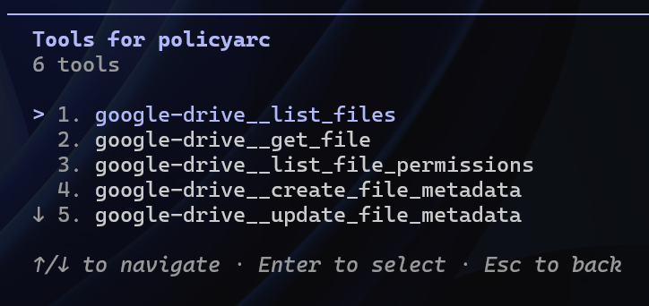 Tools list action